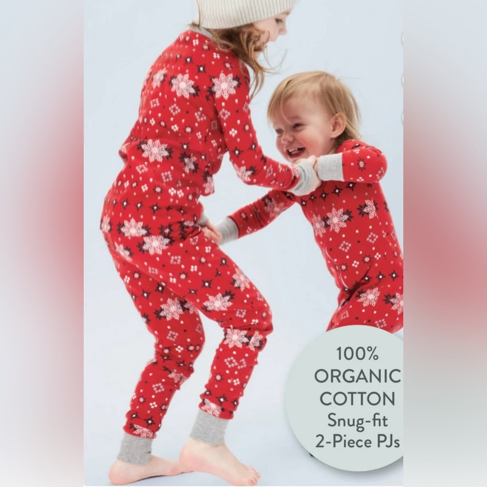 Honest 2Sets Baby Organic Cotton Red Kids Pajamas Size 12 months